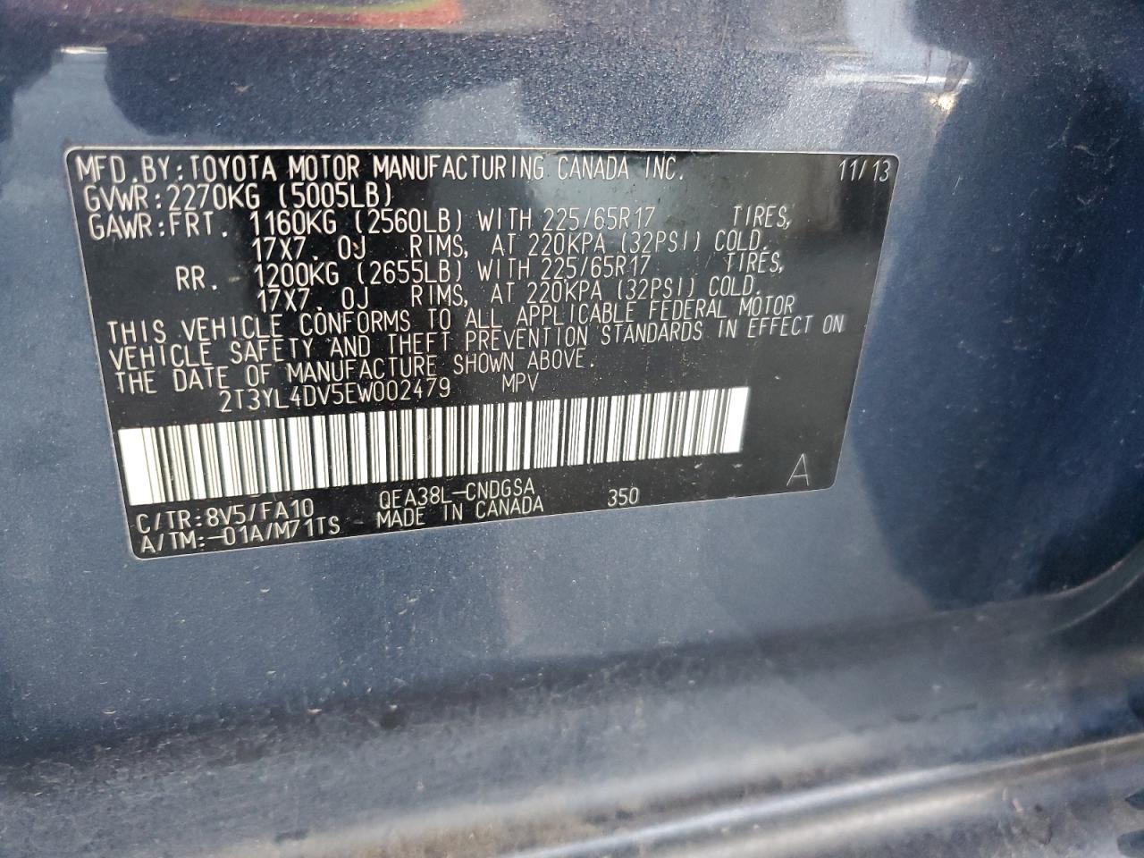 2014 Toyota Rav4 Ev VIN: 2T3YL4DV5EW002479 Lot: 56892535