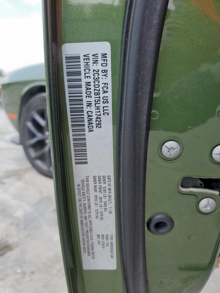 2020 Dodge Challenger R/T VIN: 2C3CDZBT5LH174292 Lot: 57360615