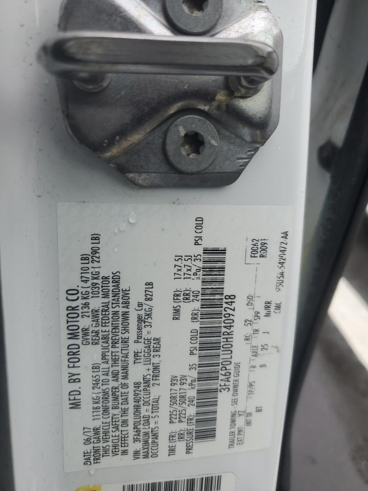 2017 Ford Fusion Se Hybrid VIN: 3FA6P0LU0HR409248 Lot: 54035825
