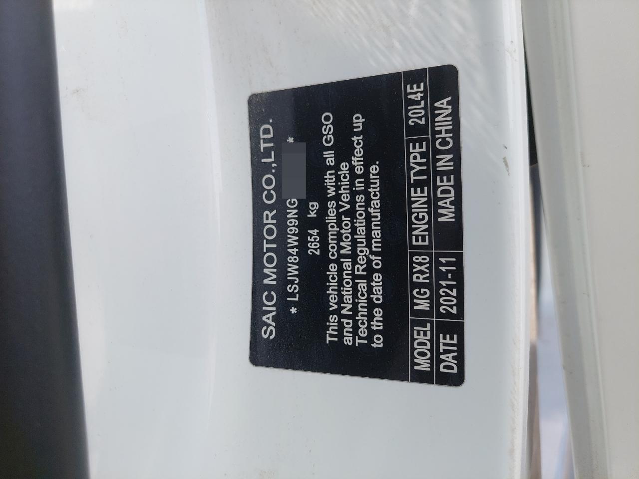 LSJW84W99NG017019 - 2022 Mg RX8 - #54636835