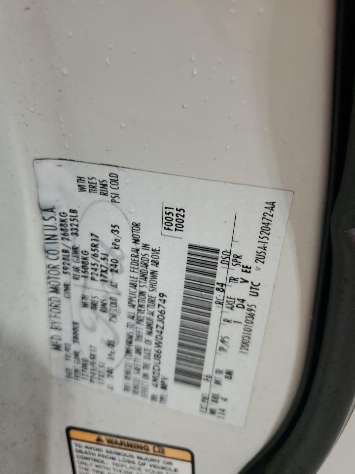 2004 Mercury Mountaineer VIN: 4M2DU86W04ZJ06749 Lot: 55472605