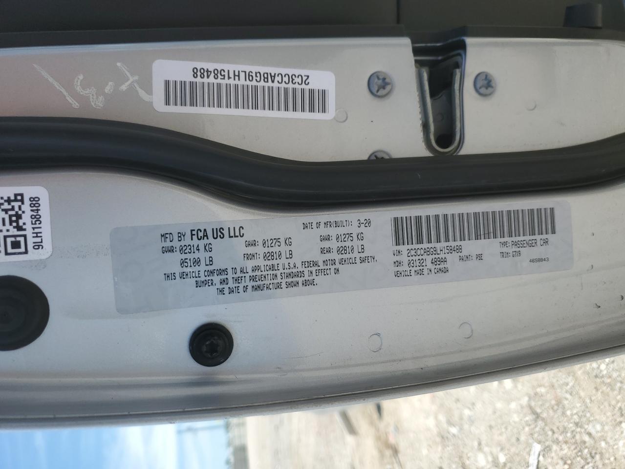 2020 Chrysler 300 S VIN: 2C3CCABG9LH158488 Lot: 65674915