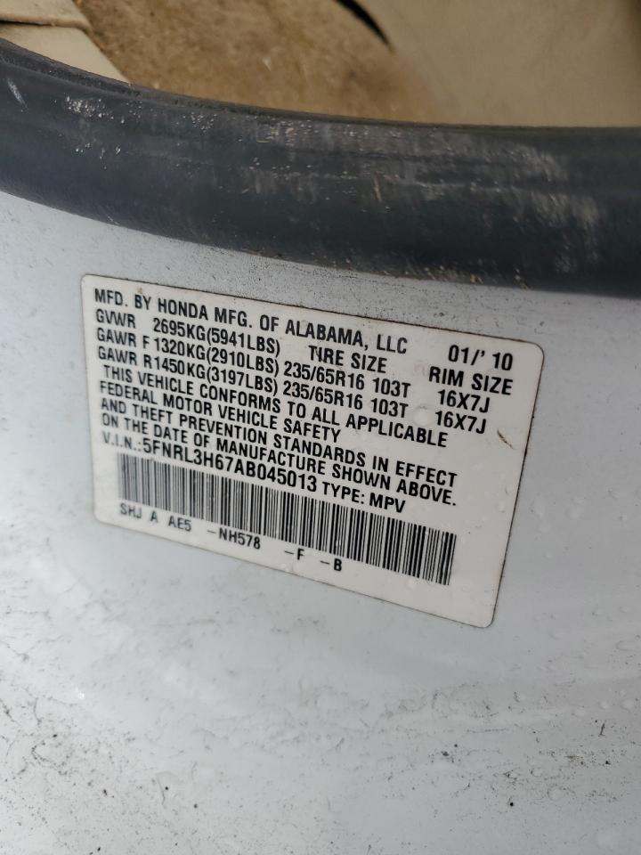 2010 Honda Odyssey Exl VIN: 5FNRL3H67AB045013 Lot: 56686655