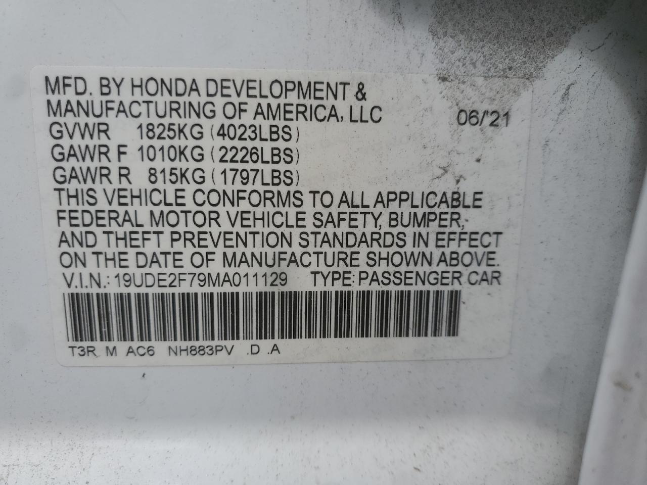 2021 Acura Ilx Premium VIN: 19UDE2F79MA011129 Lot: 57280035