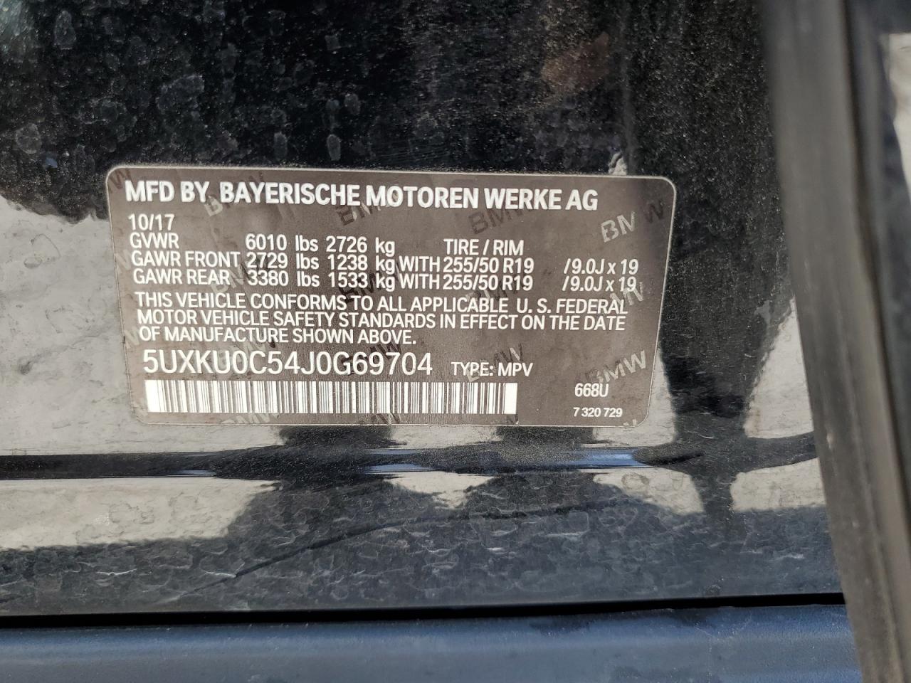 2018 BMW X6 Sdrive35I VIN: 5UXKU0C54J0G69704 Lot: 57335475