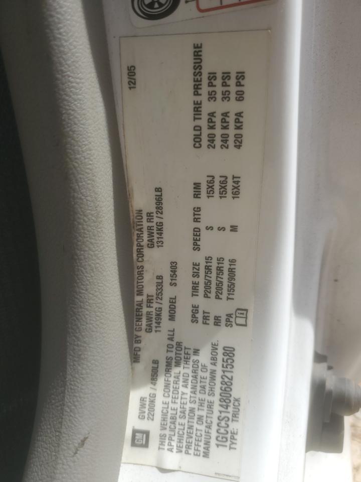 2006 Chevrolet Colorado VIN: 1GCCS148068215580 Lot: 80868485