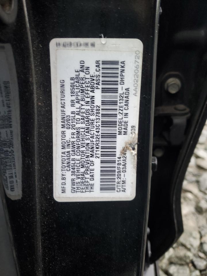 2003 Toyota Corolla Matrix Xr VIN: 2T1KR32E43C137882 Lot: 56966435