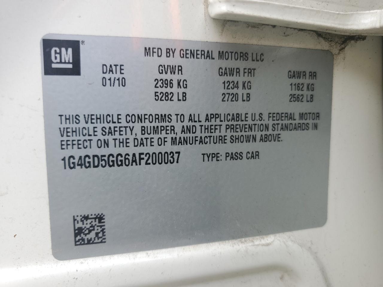 2010 Buick Lacrosse Cxl VIN: 1G4GD5GG6AF200037 Lot: 58598735