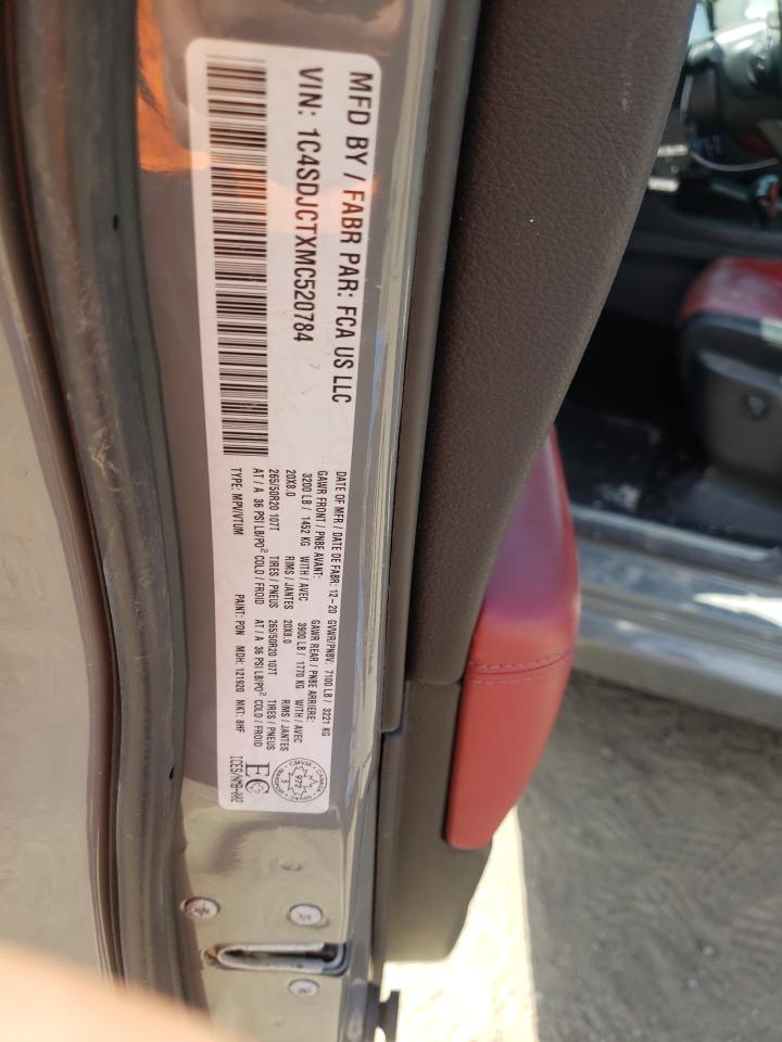 2021 Dodge Durango R/T VIN: 1C4SDJCTXMC520784 Lot: 56838135