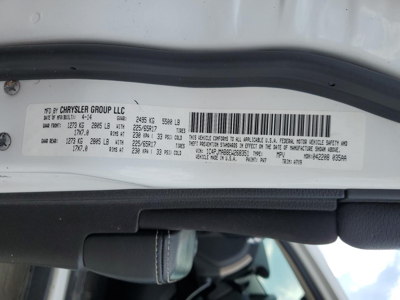 2014 Jeep Cherokee Sport VIN: 1C4PJMAB8EW268351 Lot: 56726105