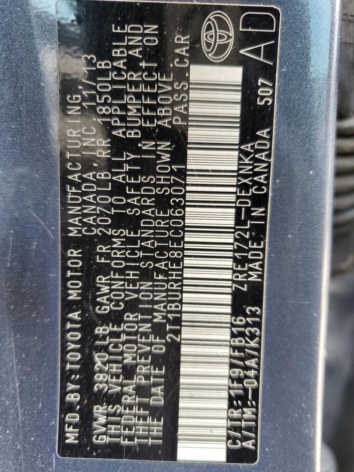 2014 Toyota Corolla L VIN: 2T1BURHE8EC063071 Lot: 58927065