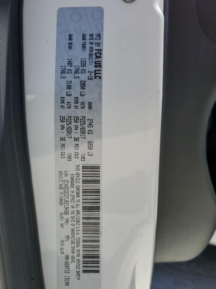 2018 Dodge Grand Caravan Gt VIN: 2C4RDGEG7JR219488 Lot: 57218345