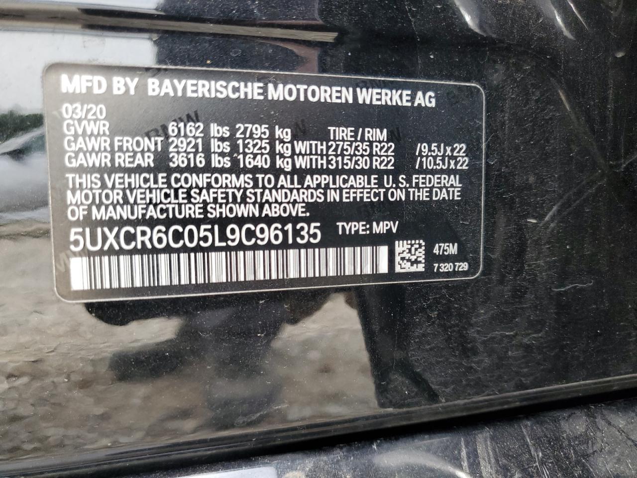 2020 BMW X5 xDrive40I VIN: 5UXCR6C05L9C96135 Lot: 56282215
