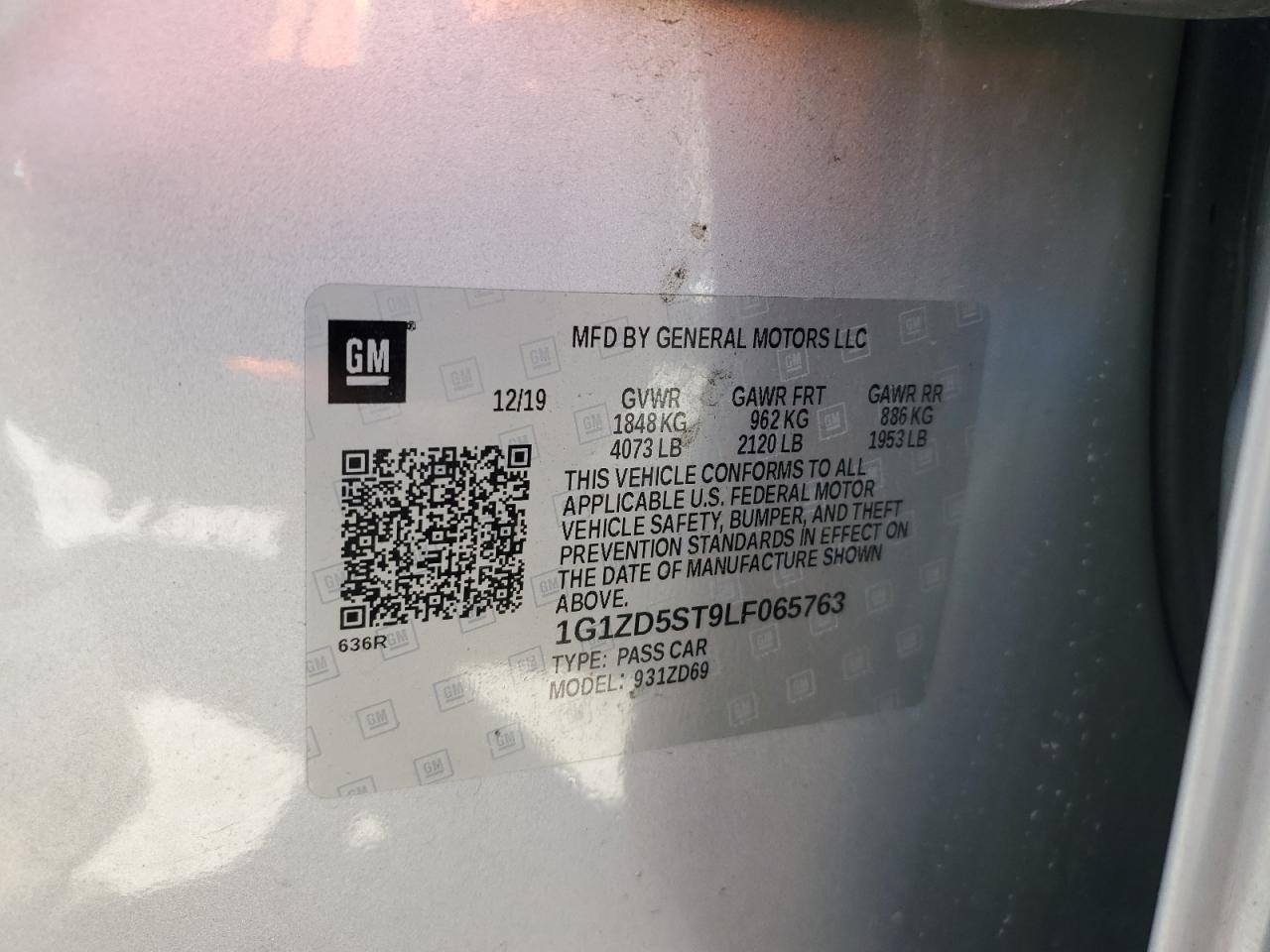 2020 Chevrolet Malibu Lt VIN: 1G1ZD5ST9LF065763 Lot: 97326505