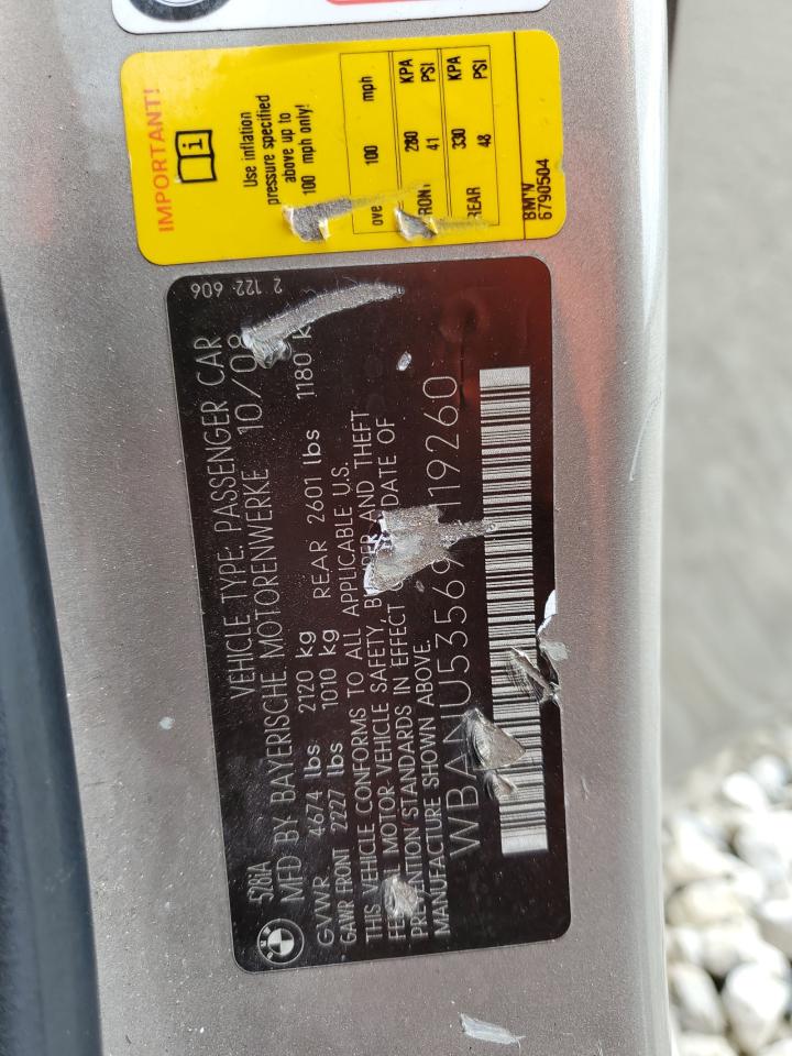 2009 BMW 528 I VIN: WBANU53569C119260 Lot: 56106605