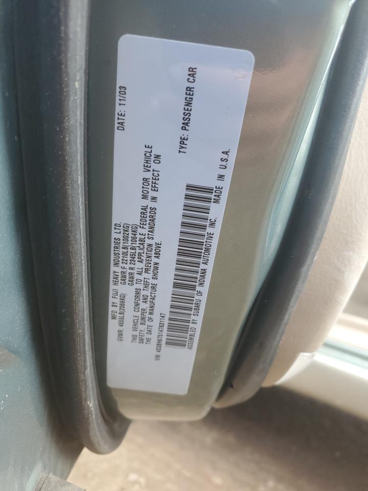 2004 Subaru Legacy Outback Awp VIN: 4S3BH675147631147 Lot: 58786245