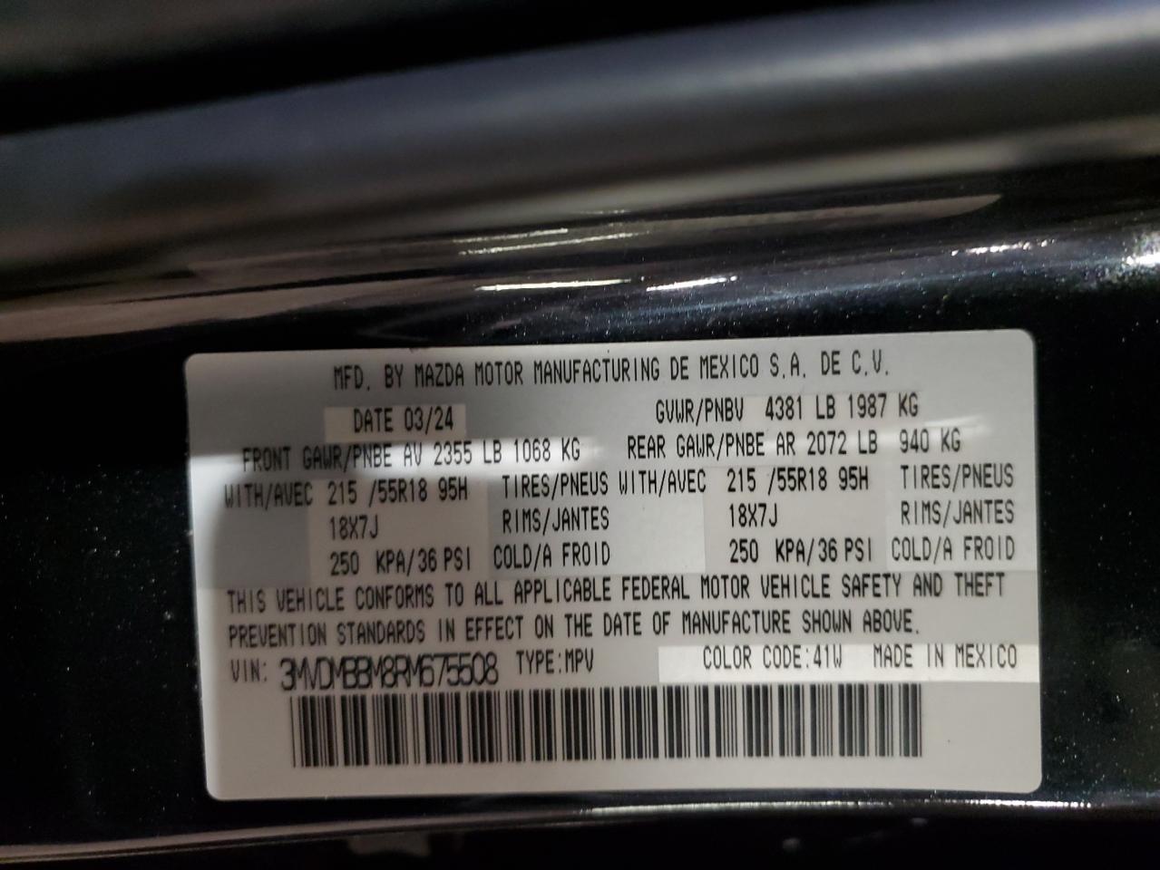 2024 Mazda Cx-30 Select VIN: 3MVDMBBM8RM675508 Lot: 56384685