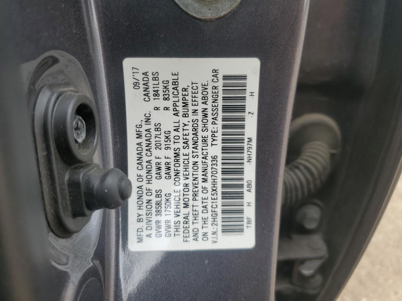2017 Honda Civic Si VIN: 2HGFC1E5XHH707336 Lot: 58623415
