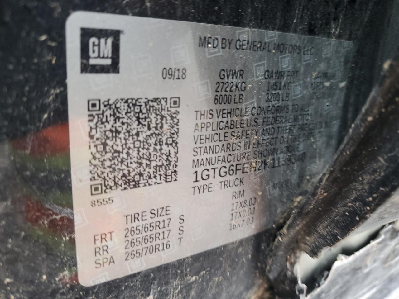 2019 GMC Canyon All Terrain VIN: 1GTG6FEN2K1139340 Lot: 56962815