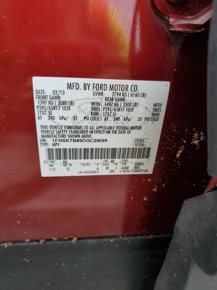 2013 Ford Explorer VIN: 1FM5K7B89DGC29099 Lot: 56537125