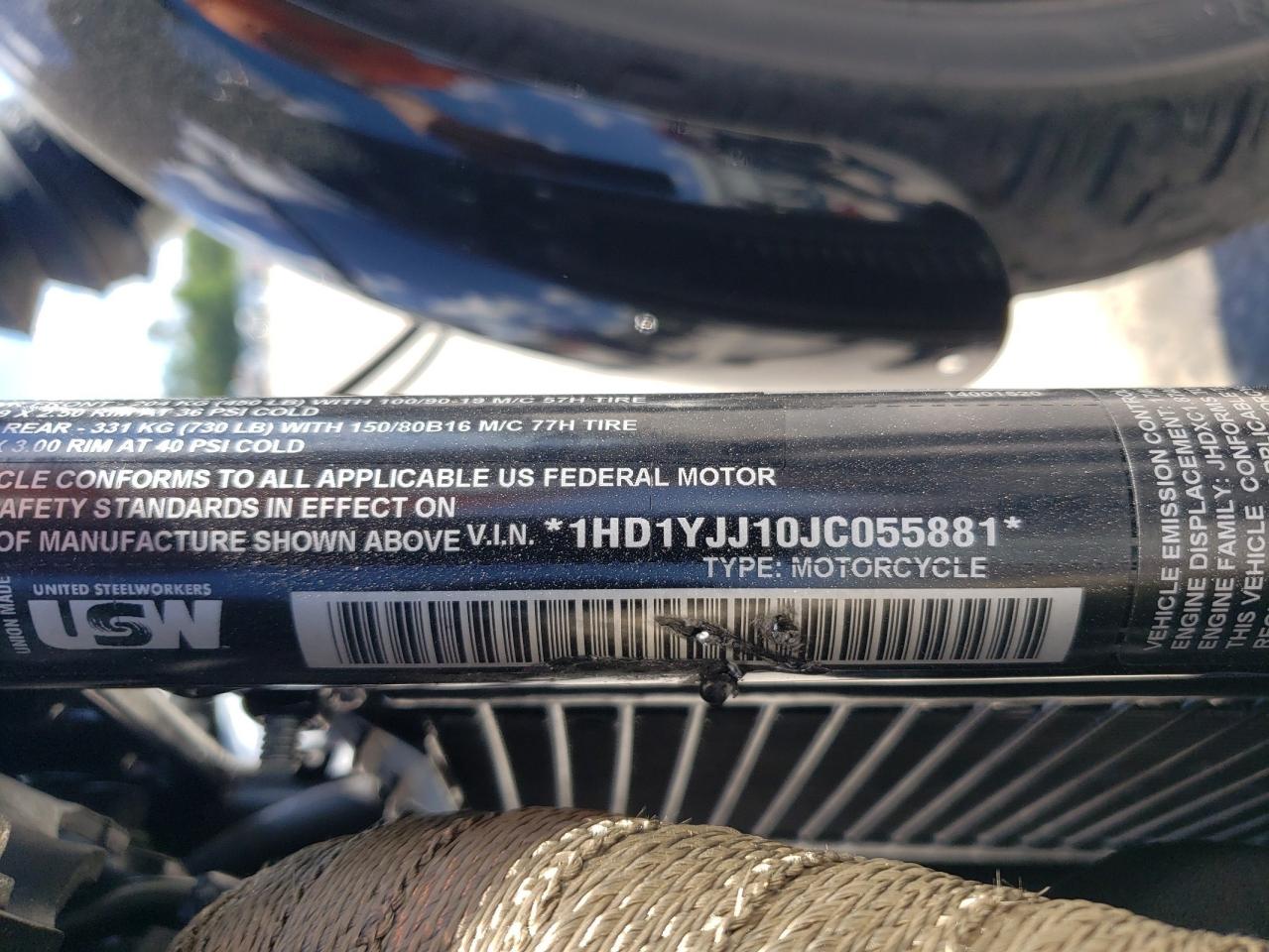 2018 Harley-Davidson Fxbb Street Bob VIN: 1HD1YJJ10JC055881 Lot: 56566105