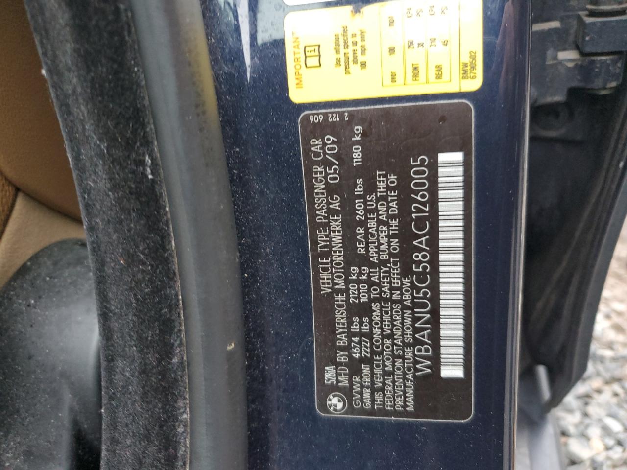 2010 BMW 528 I VIN: WBANU5C58AC126005 Lot: 57117285