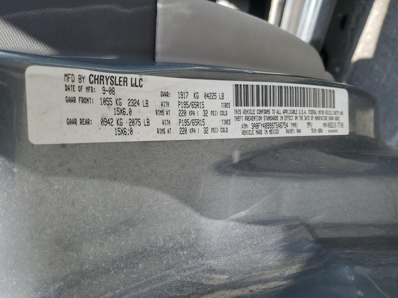 2009 Chrysler Pt Cruiser VIN: 3A8FY48999T546754 Lot: 58523385