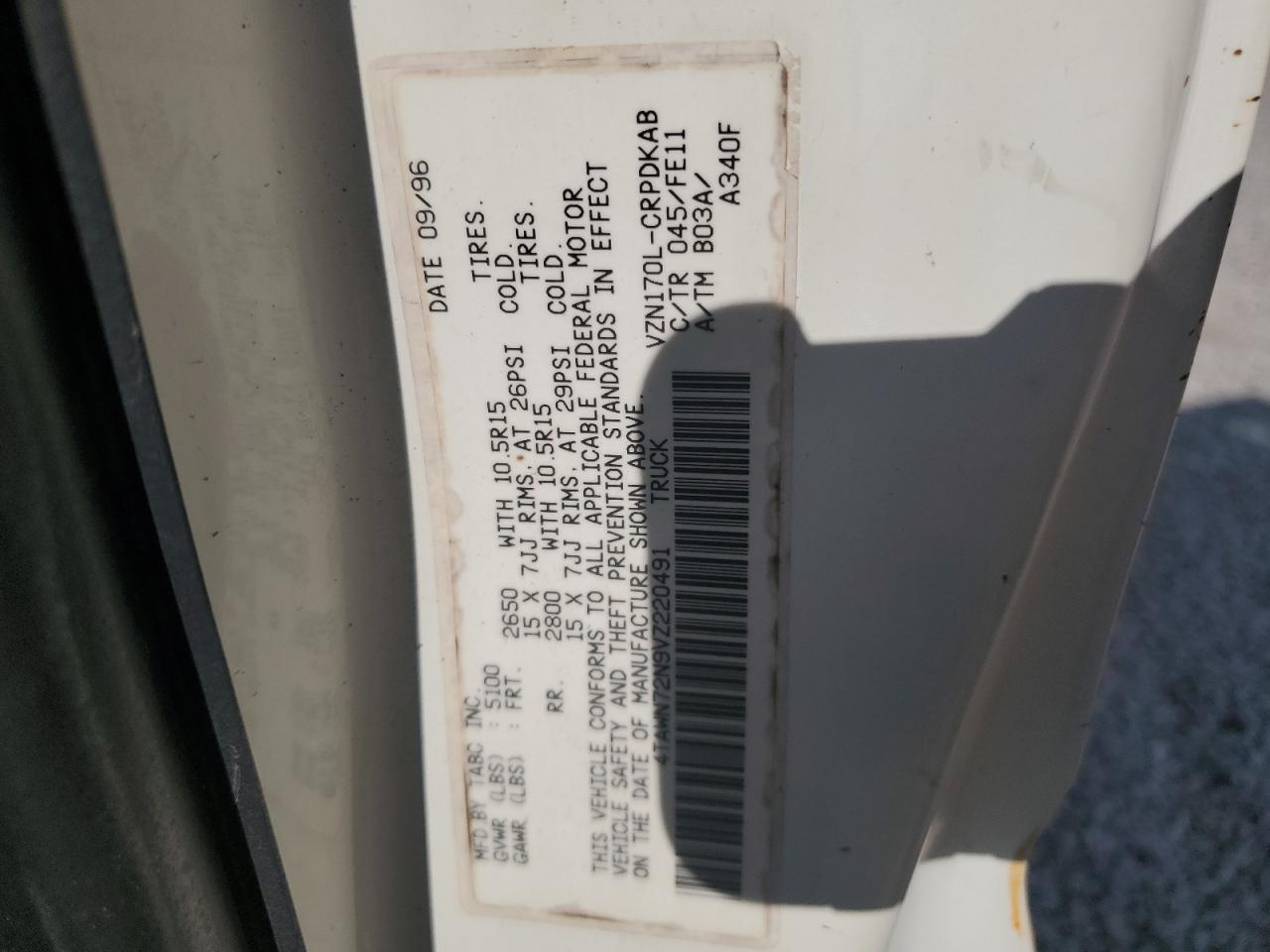 1997 Toyota Tacoma Xtracab VIN: 4TAWN72N9VZ220491 Lot: 56366725
