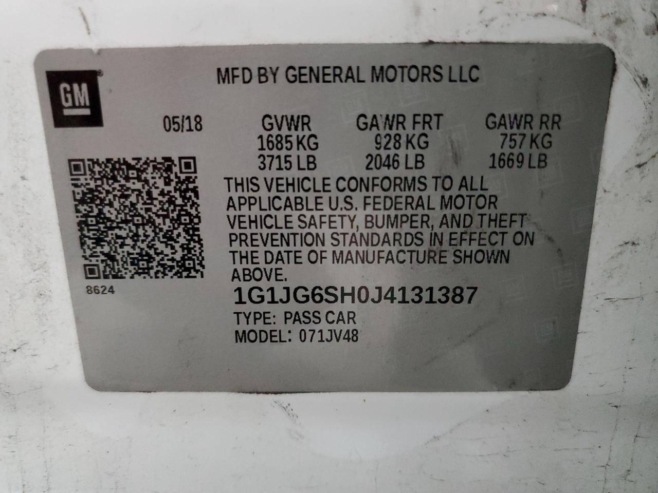 2018 Chevrolet Sonic VIN: 1G1JG6SH0J4131387 Lot: 56011655