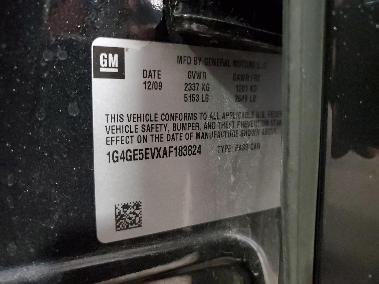 2010 Buick Lacrosse Cxs VIN: 1G4GE5EVXAF183824 Lot: 56377095