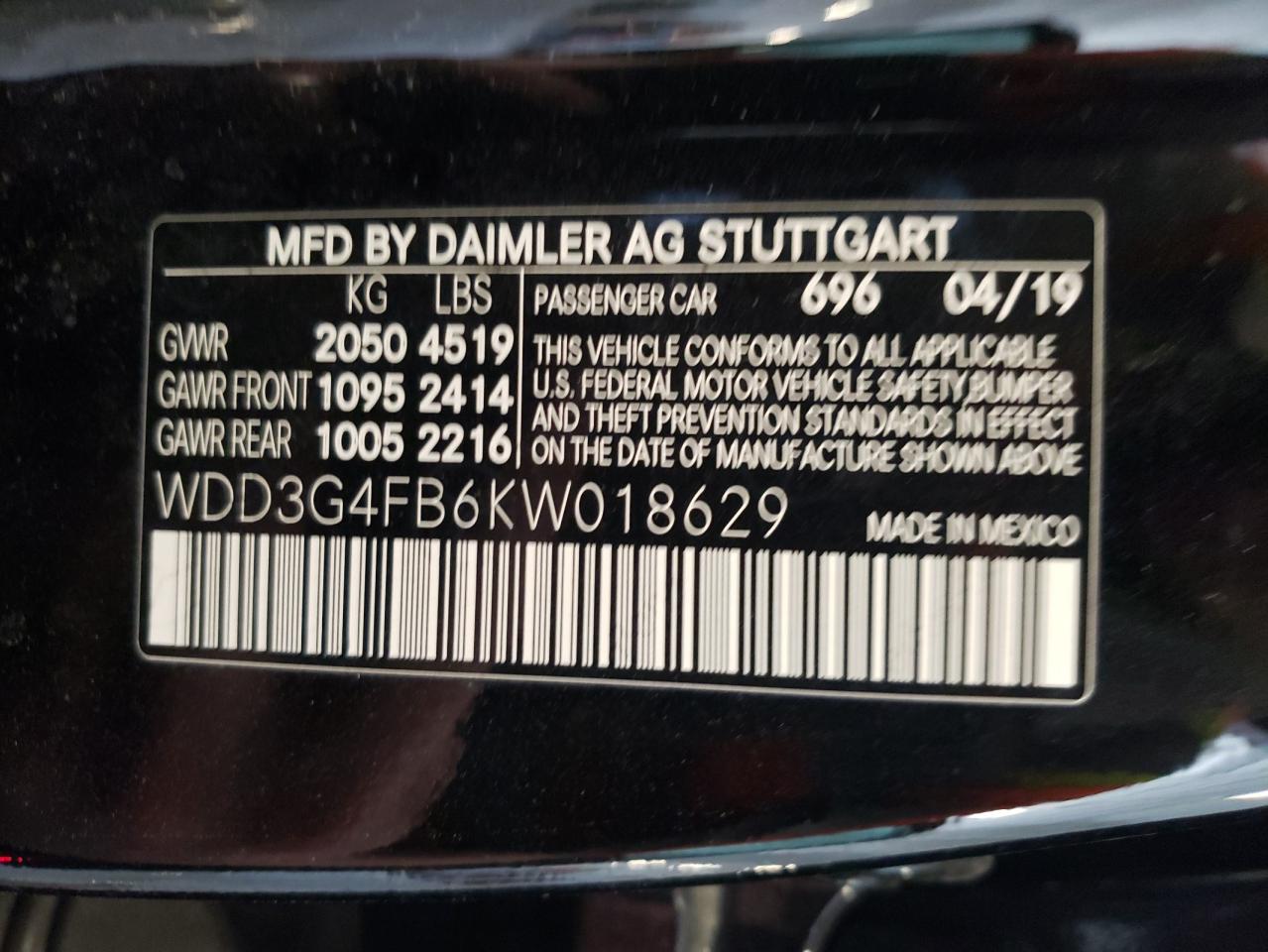 2019 Mercedes-Benz A 220 4Matic VIN: WDD3G4FB6KW018629 Lot: 55571545