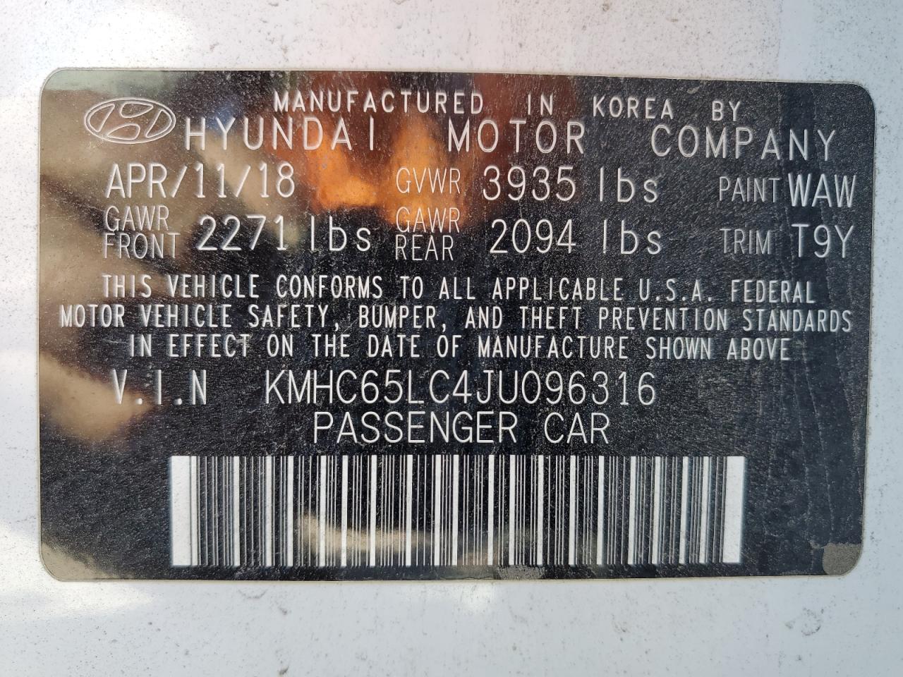 2018 Hyundai Ioniq Blue VIN: KMHC65LC4JU096316 Lot: 57842825