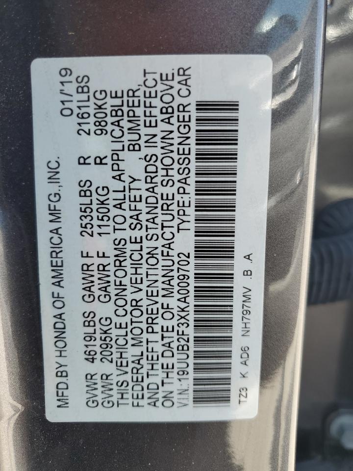 2019 Acura Tlx VIN: 19UUB2F3XKA009702 Lot: 56722655