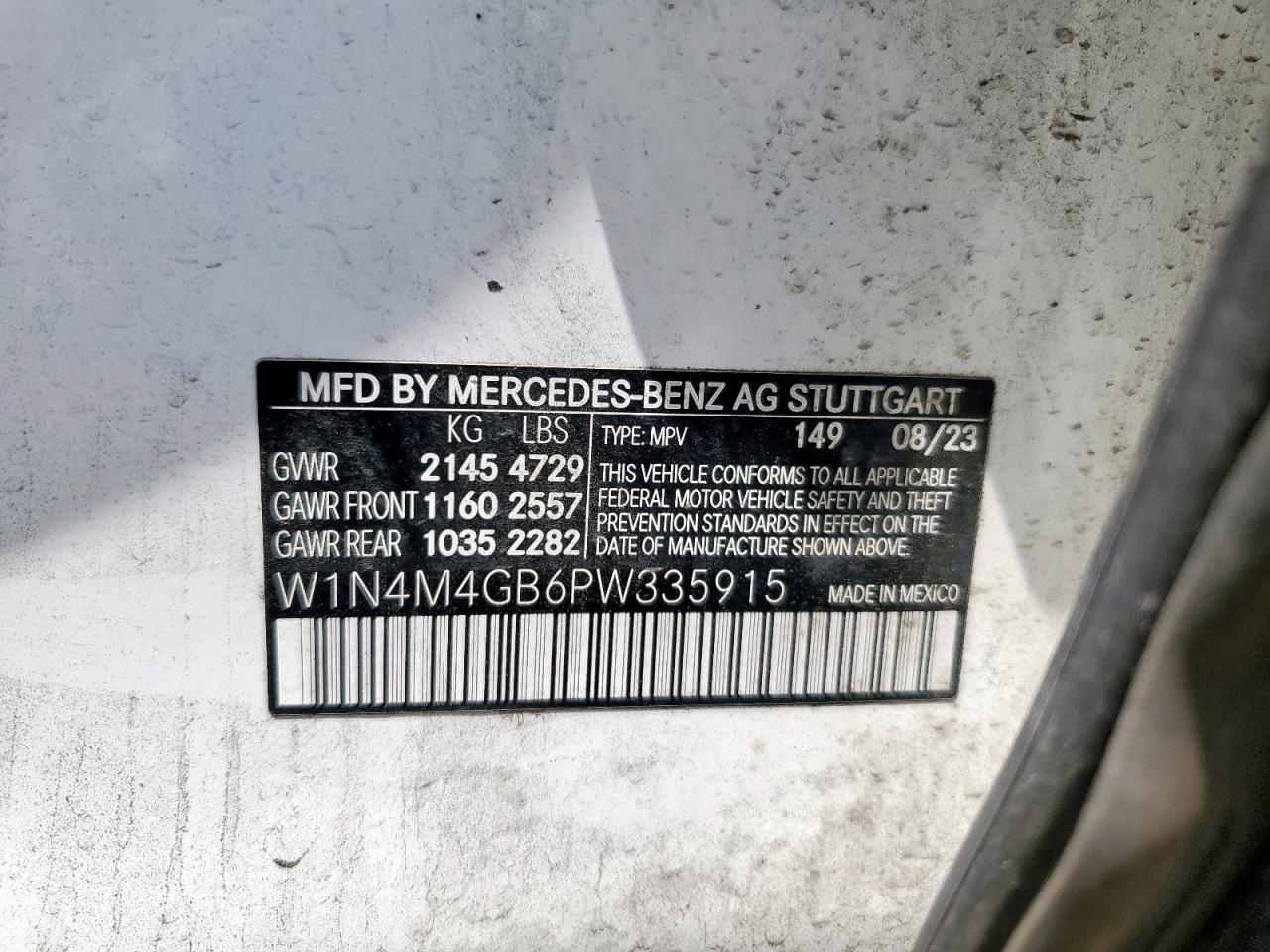 2023 Mercedes-Benz Glb 250 VIN: W1N4M4GB6PW335915 Lot: 58386785