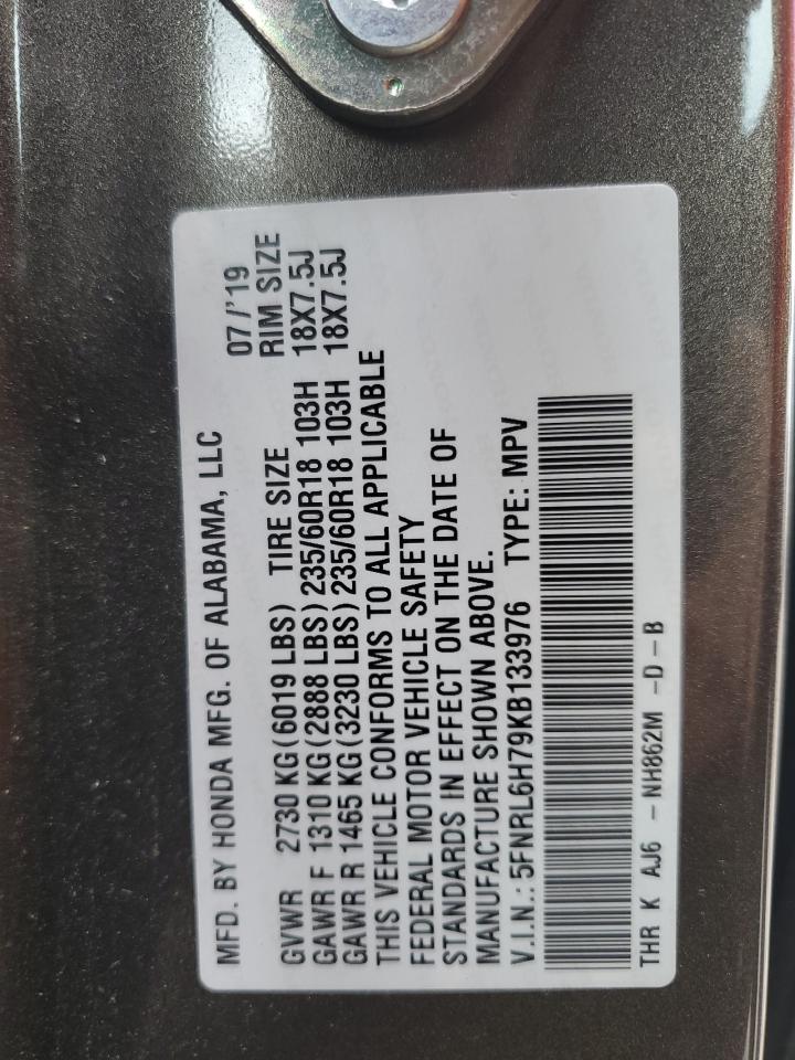 2019 Honda Odyssey Exl VIN: 5FNRL6H79KB133976 Lot: 56988215