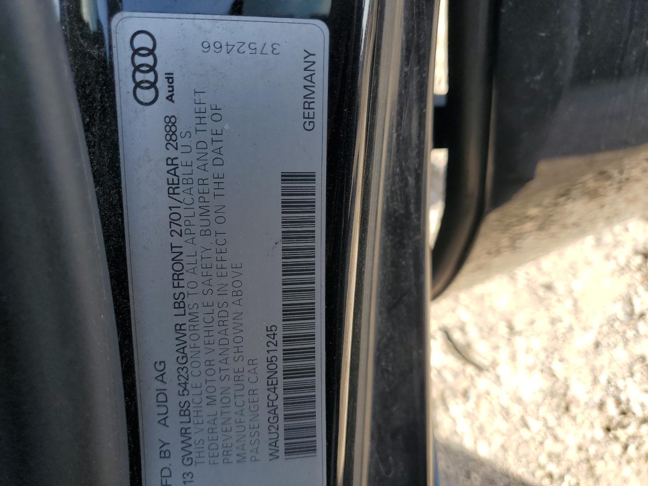 2014 Audi A7 Prestige VIN: WAU2GAFC4EN051245 Lot: 55777015