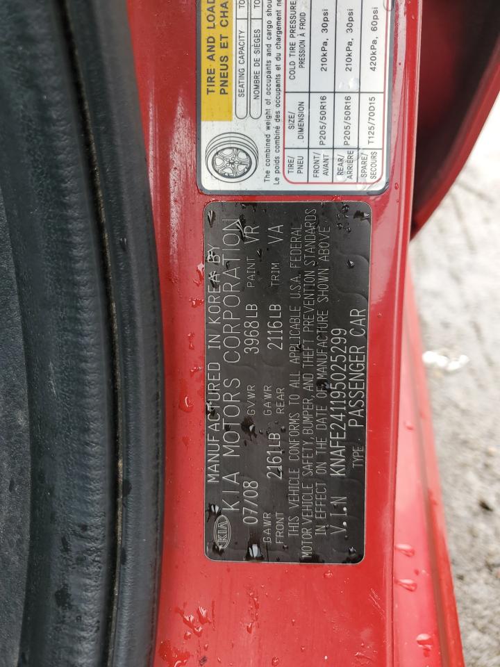 2009 Kia Spectra Sx VIN: KNAFE241195025299 Lot: 56192865
