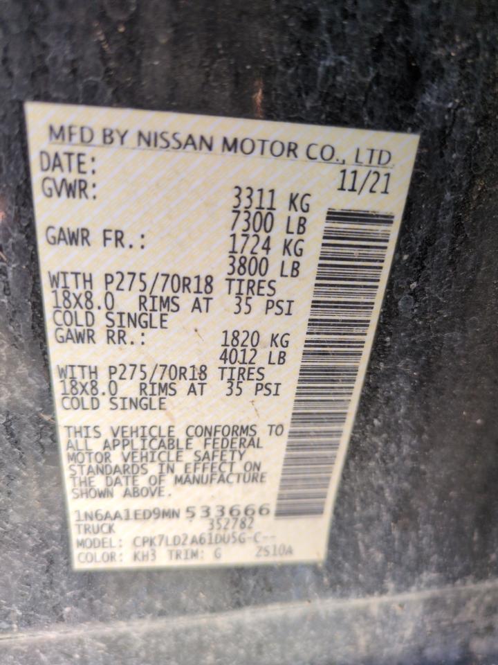 2021 Nissan Titan Sv VIN: 1N6AA1ED9MN533666 Lot: 57417535