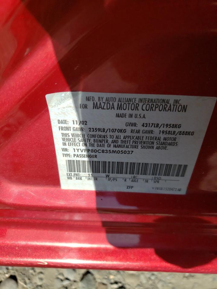 2003 Mazda 6 I VIN: 1YVFP80C835M05037 Lot: 56339005