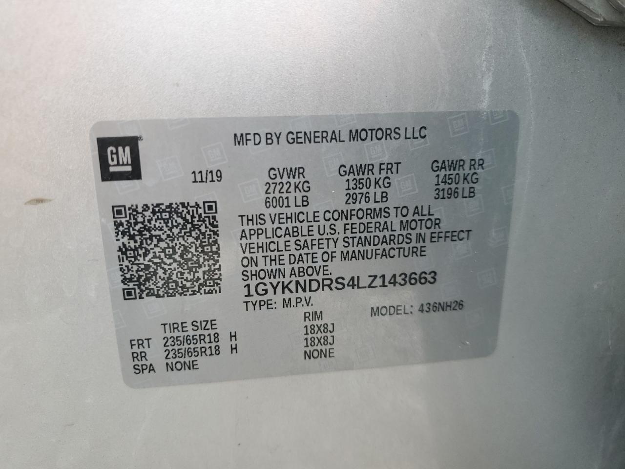 2020 Cadillac Xt5 Premium Luxury VIN: 1GYKNDRS4LZ143663 Lot: 55909875