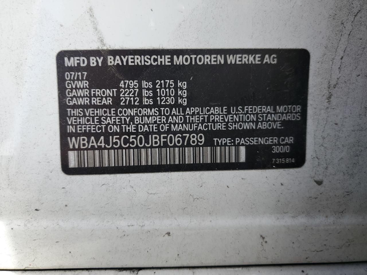 2018 BMW 440I Gran Coupe VIN: WBA4J5C50JBF06789 Lot: 58305225