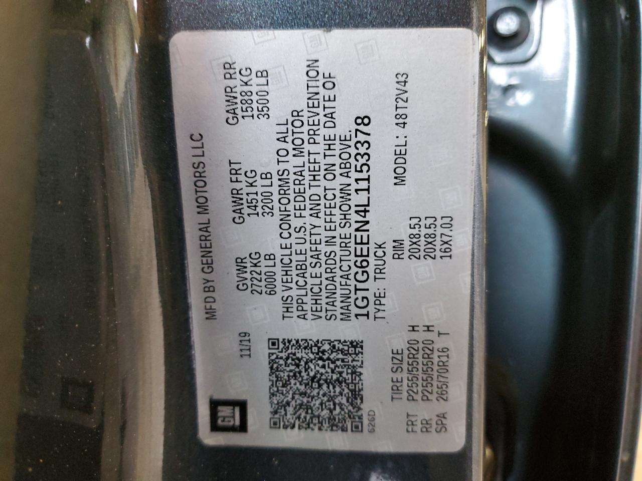 2020 GMC Canyon Denali VIN: 1GTG6EEN4L1153378 Lot: 57780475