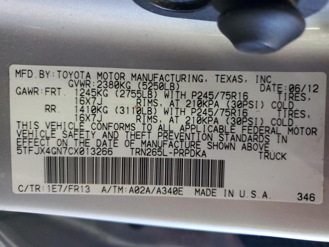 2012 TOYOTA TACOMA DOUBLE CAB  