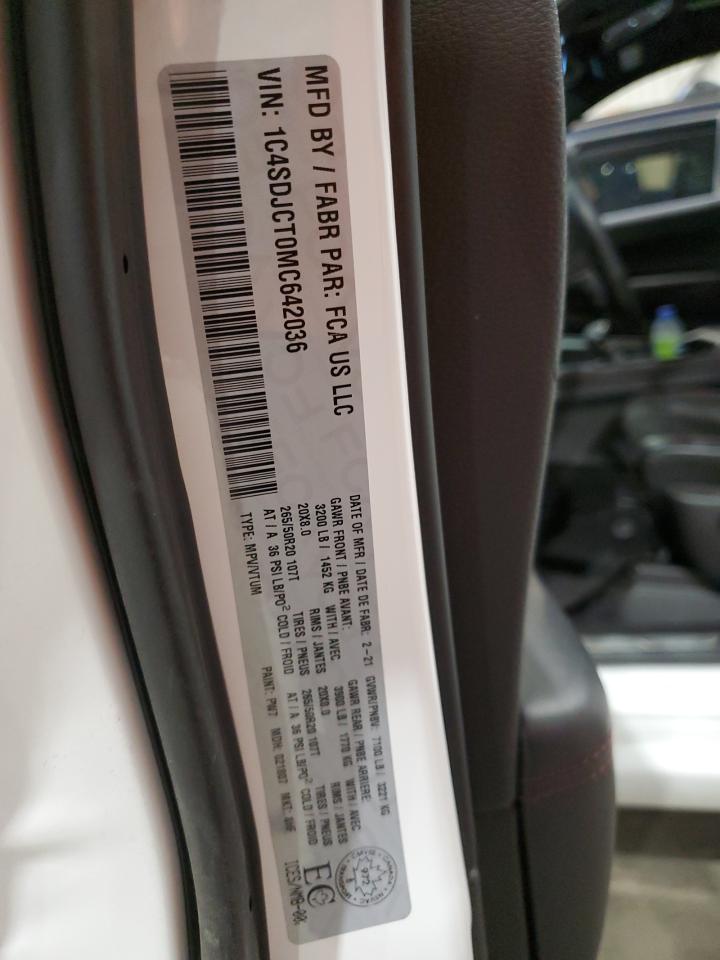 2021 Dodge Durango R/T VIN: 1C4SDJCT0MC642036 Lot: 57112115