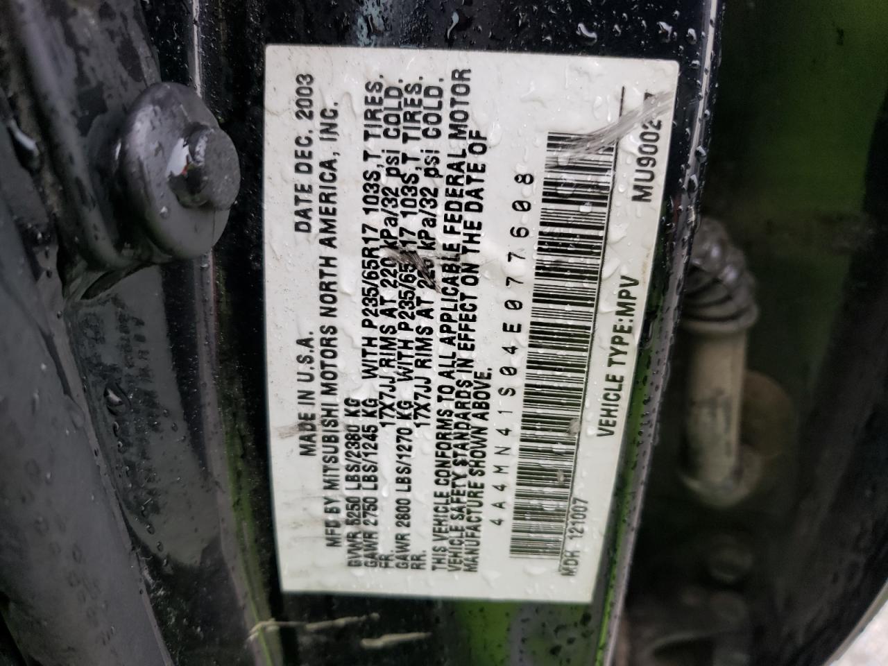 2004 Mitsubishi Endeavor Limited VIN: 4A4MN41S04E077608 Lot: 58820855
