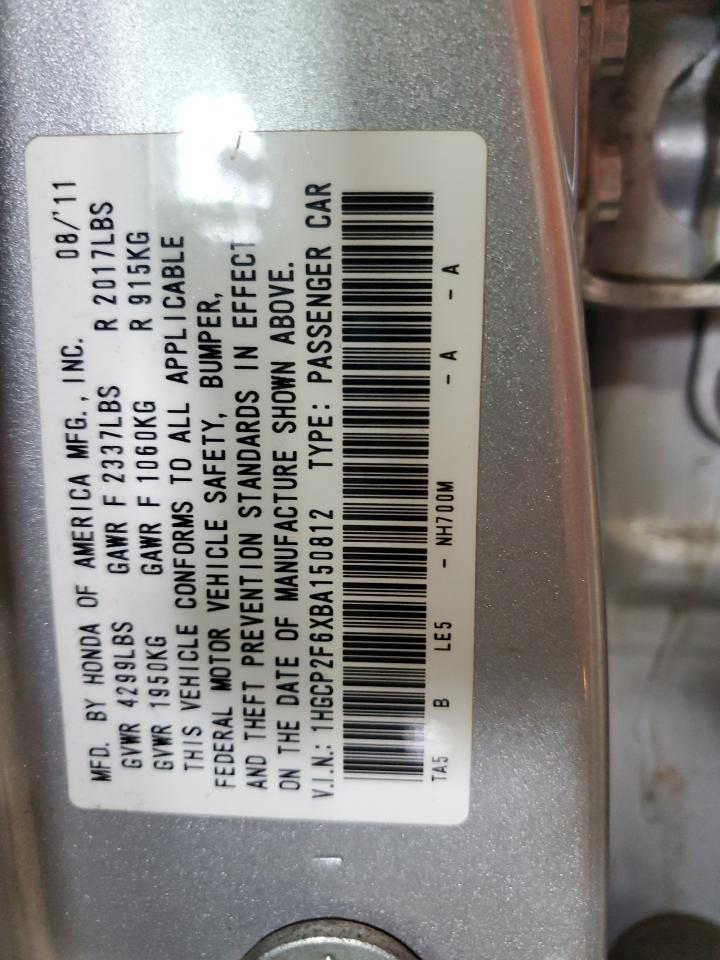 2011 Honda Accord Se VIN: 1HGCP2F6XBA150812 Lot: 56104675