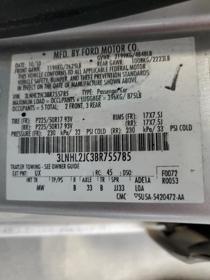 2011 Lincoln Mkz VIN: 3LNHL2JC3BR755785 Lot: 56842125