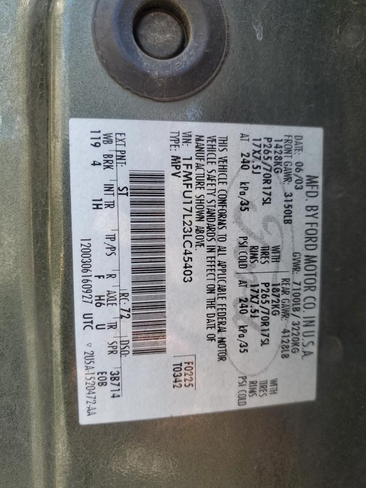2003 Ford Expedition Eddie Bauer VIN: 1FMFU17L23LC45403 Lot: 56716585