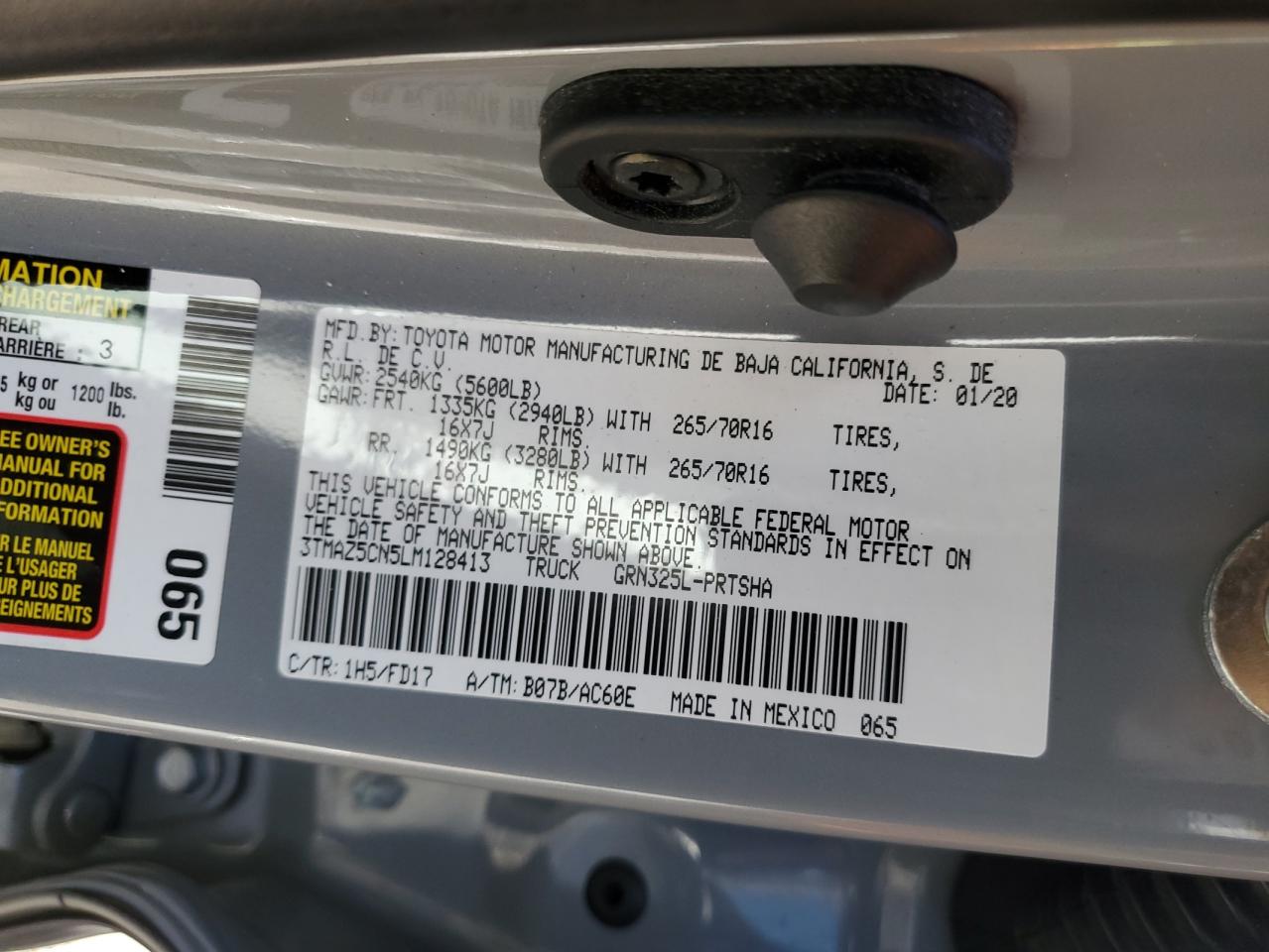 2020 Toyota Tacoma Double Cab VIN: 3TMAZ5CN5LM128413 Lot: 57114835