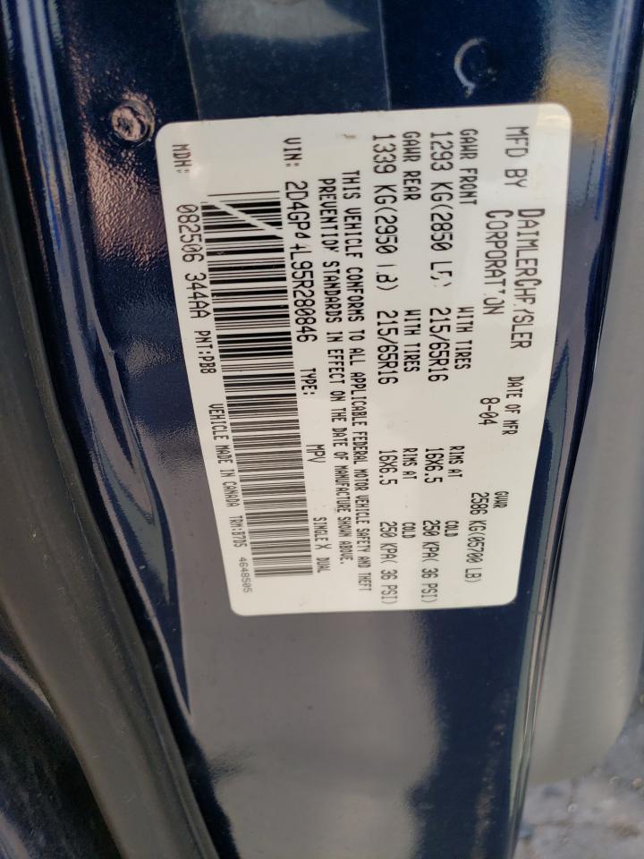 2005 Dodge Grand Caravan Sxt VIN: 2D4GP44L95R280846 Lot: 56608455